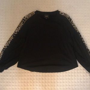 W5 Black Top with yellow embroidered flowers